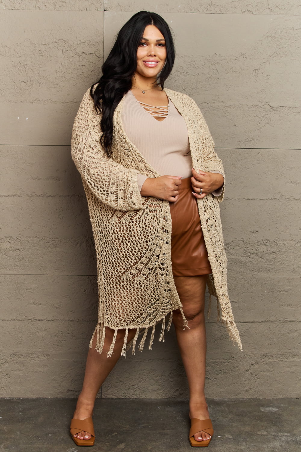 Plus size 2024 fringe cardigan