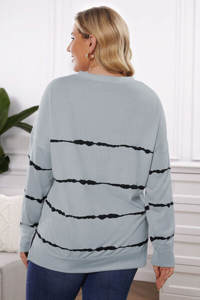 Plus Size Round Neck Dropped Shoulder Sweatshirt