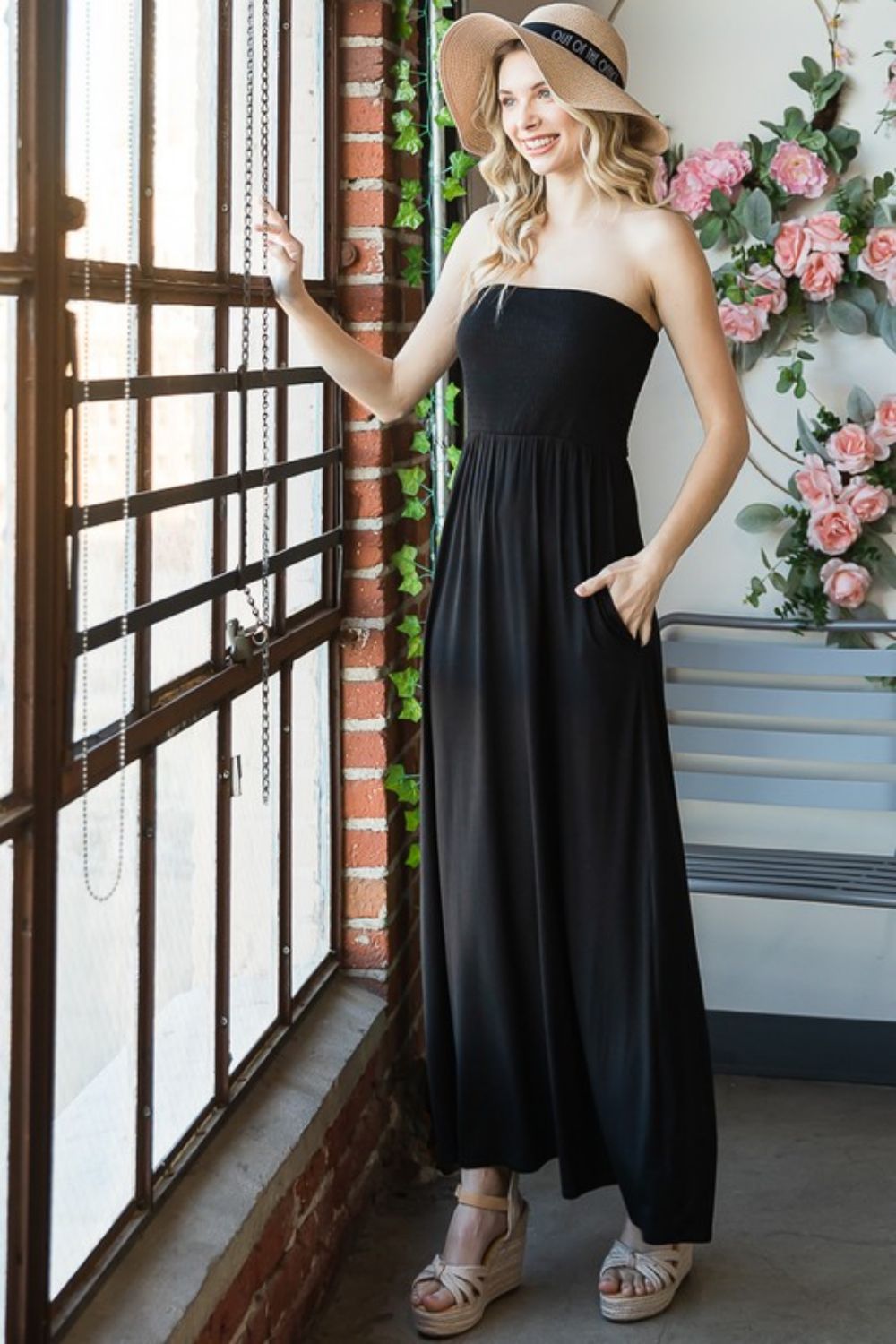 Plus size black strapless hotsell maxi dress