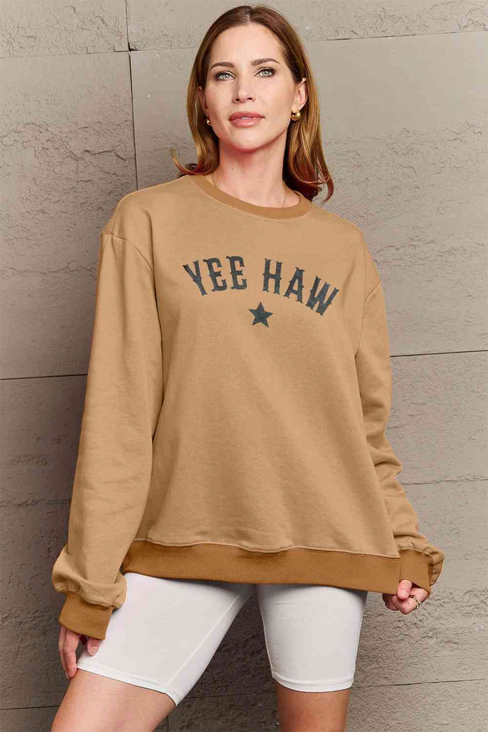 Simply Love Full Size YEEHAW Graphic Round Neck Sweatshirt