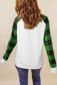 LUCKY Plaid Round Neck Raglan Sleeve T-Shirt