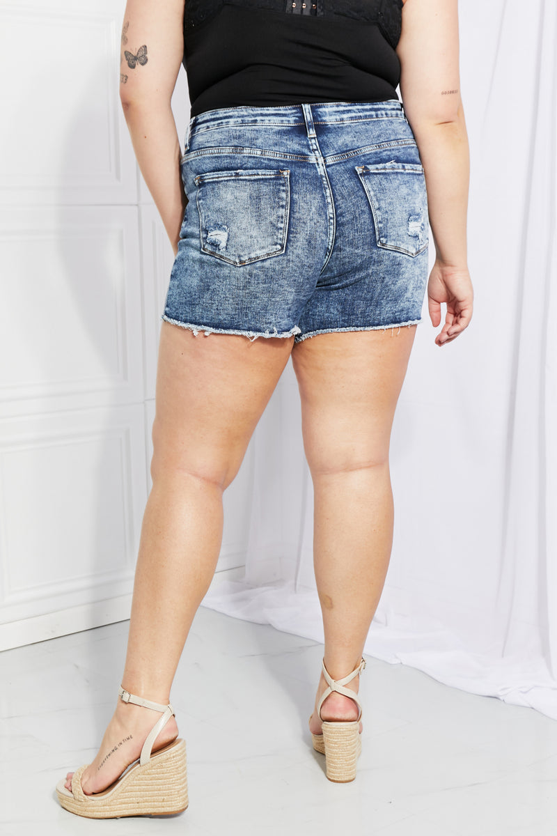 VERVET Full Size Raw Hem Denim Shorts