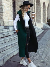 Lapel Collar Sleeveless Coat