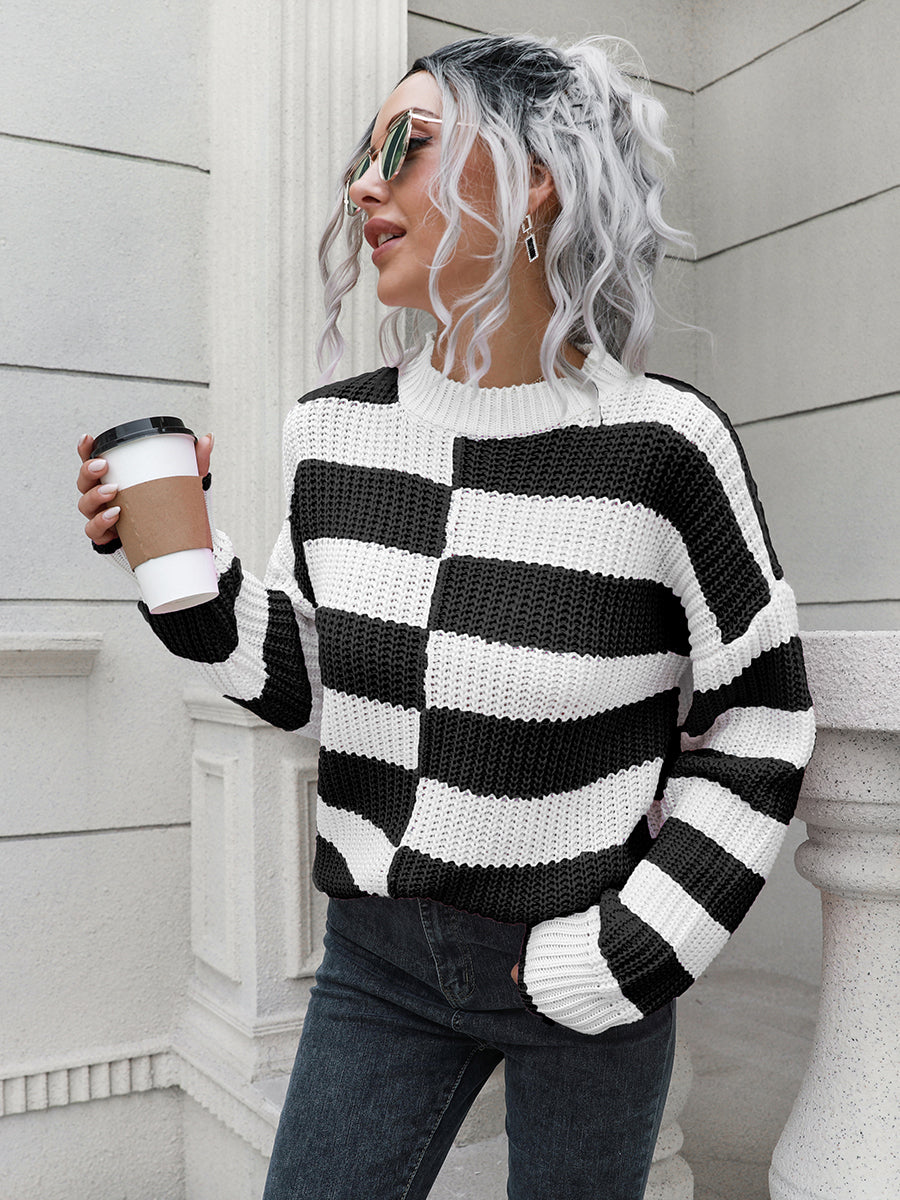 Two-Tone Dropped Shoulder Sweater