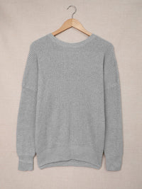 Crisscross Back Waffle-Knit Sweater