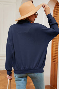 Half Zip Dropped Shoulder Sweatshirt