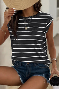 Decorative Button Round Neck T-Shirt