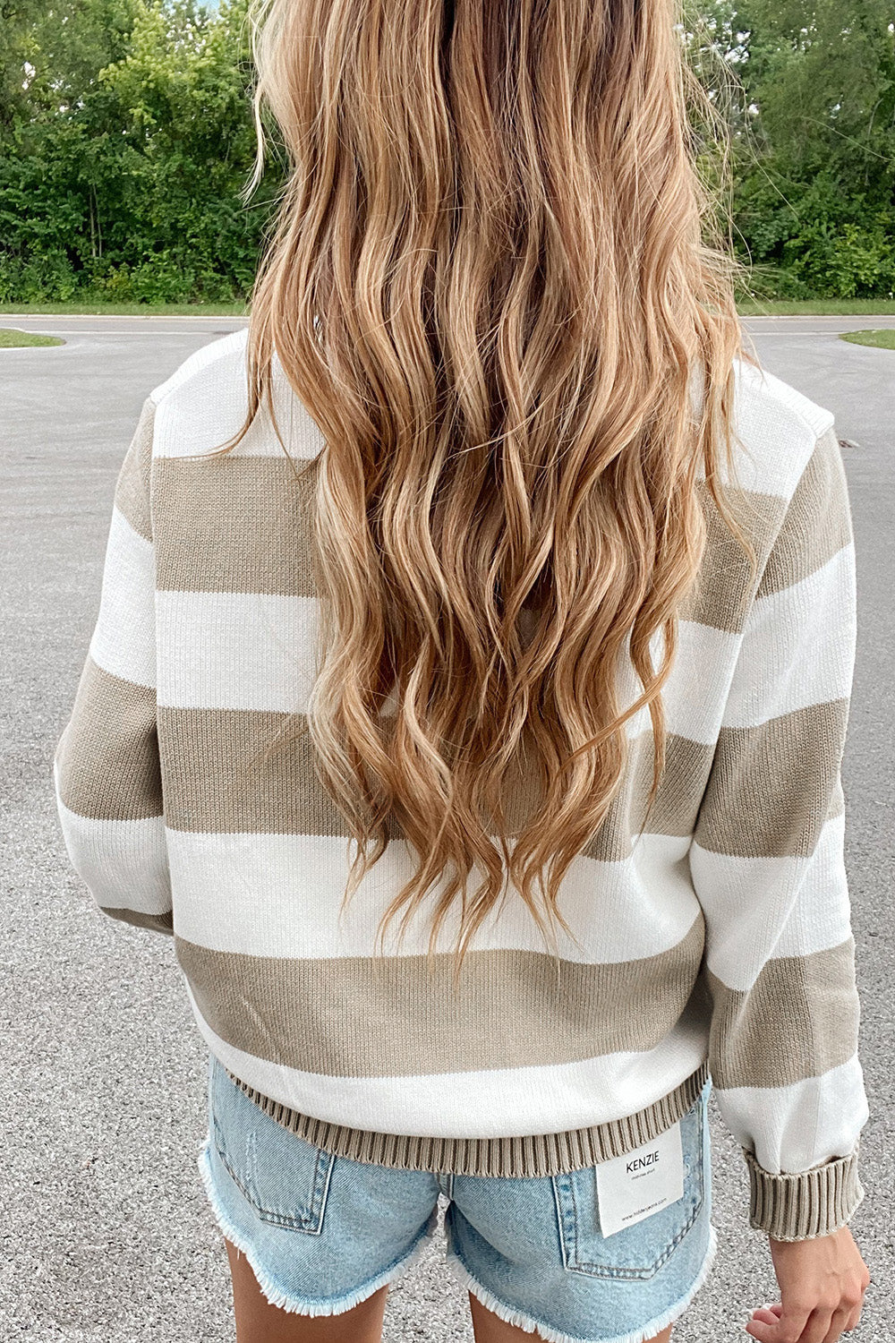 Striped Quarter-Zip Collared Sweater