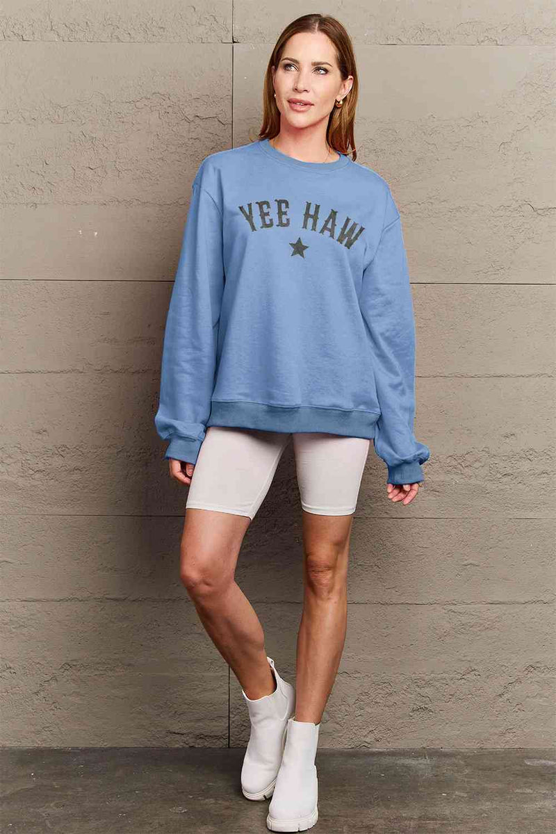 Simply Love Full Size YEEHAW Graphic Round Neck Sweatshirt