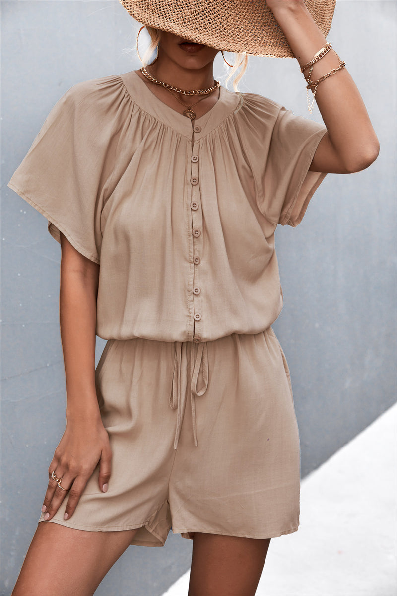 Buttoned Gather Detail Romper