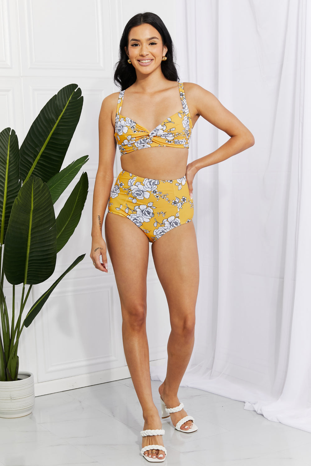 Mustard high sale waisted bikini bottoms