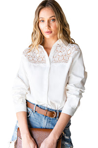 Spliced Lace High-Low Shirt