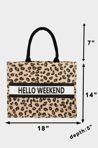 Fame Letter Graphic Leopard Tote Bag