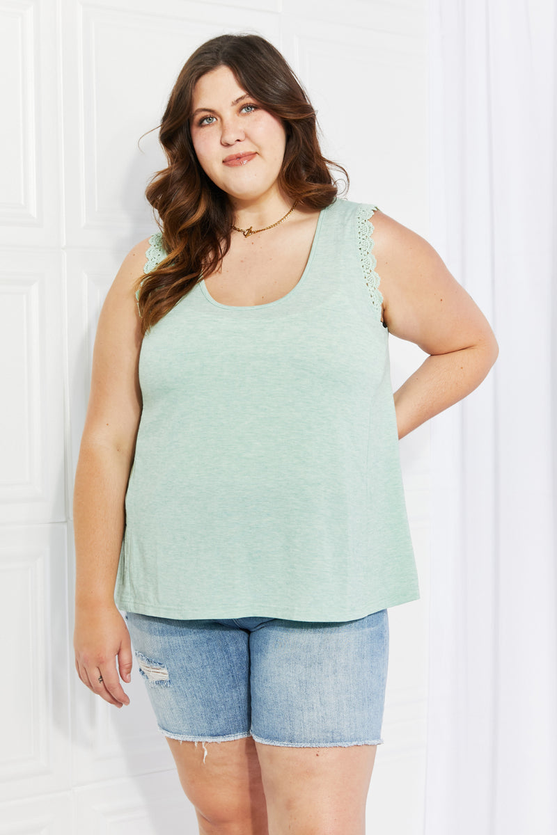 Petal Dew Birdsong Full Size Lace Trim Tank