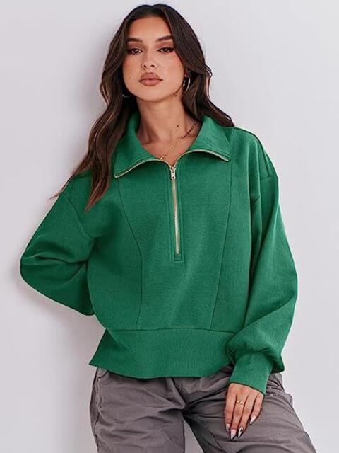 Half Zip Up Collared Sweatshirts