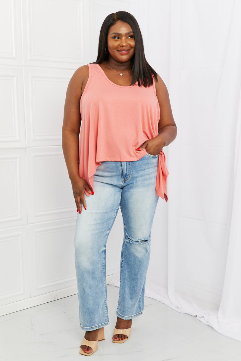 Zenana Feel The Sun Full Size Shark Bite Hem Top