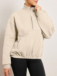 Half Zip Dropped Shoulder Sweatshirt