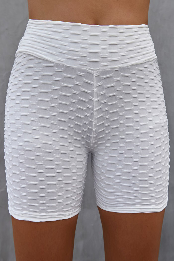 Textured High Waisted Biker Shorts