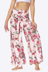 Floral Tie-Waist Tiered Culottes