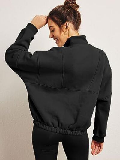 Half Zip Dropped Shoulder Sweatshirt