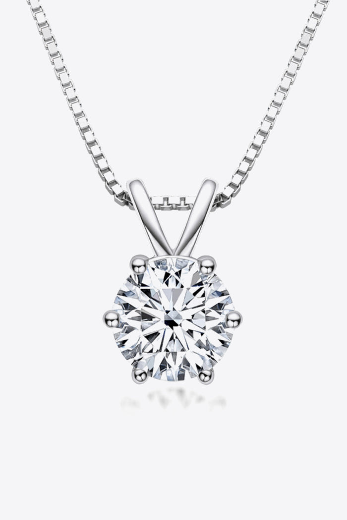 925 Sterling Silver 1 Carat Moissanite Pendant Necklace