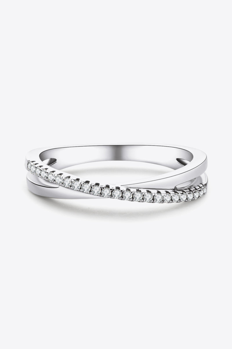 925 Sterling Silver Crisscross Moissanite Ring