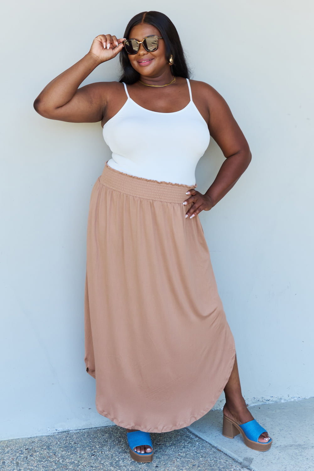 Plus size high clearance waisted long flowy skirt