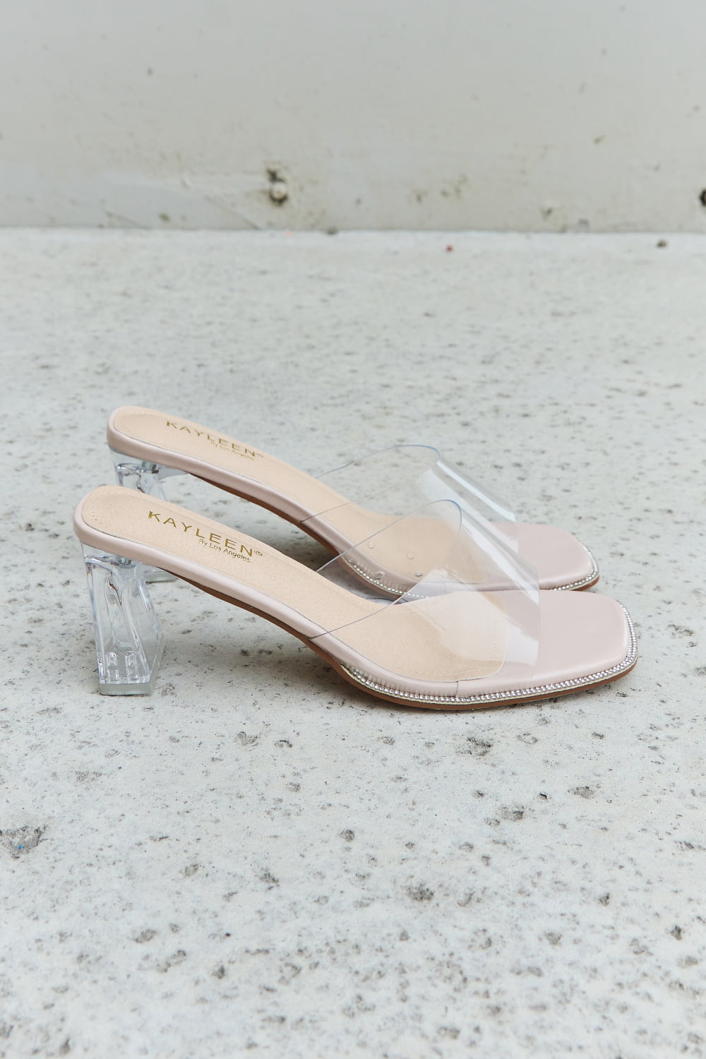 Clear block sale heel mules