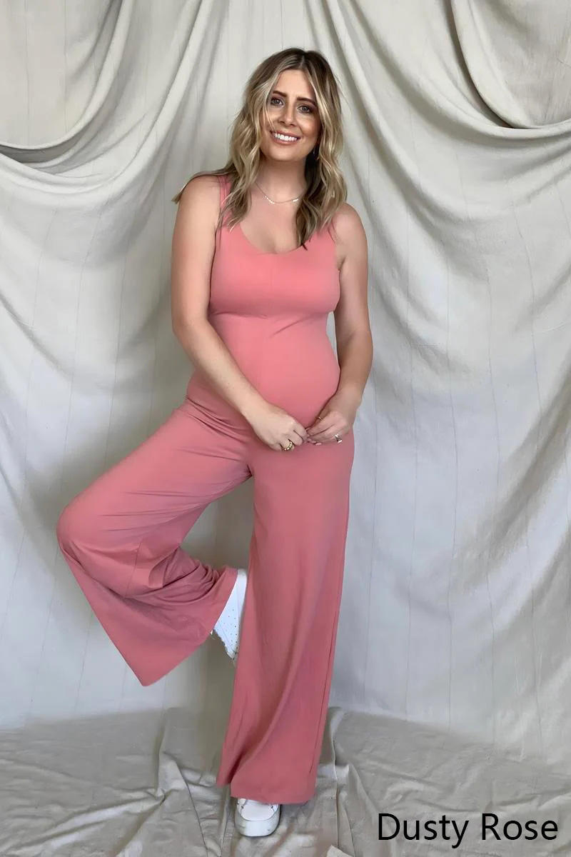 FawnFit Wide Leg Sleeveless Jumpsuit With Built-In Bra